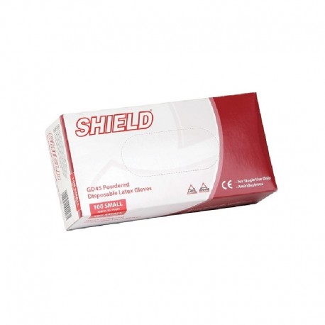 Shield powdered disposable latex gloves SMALL